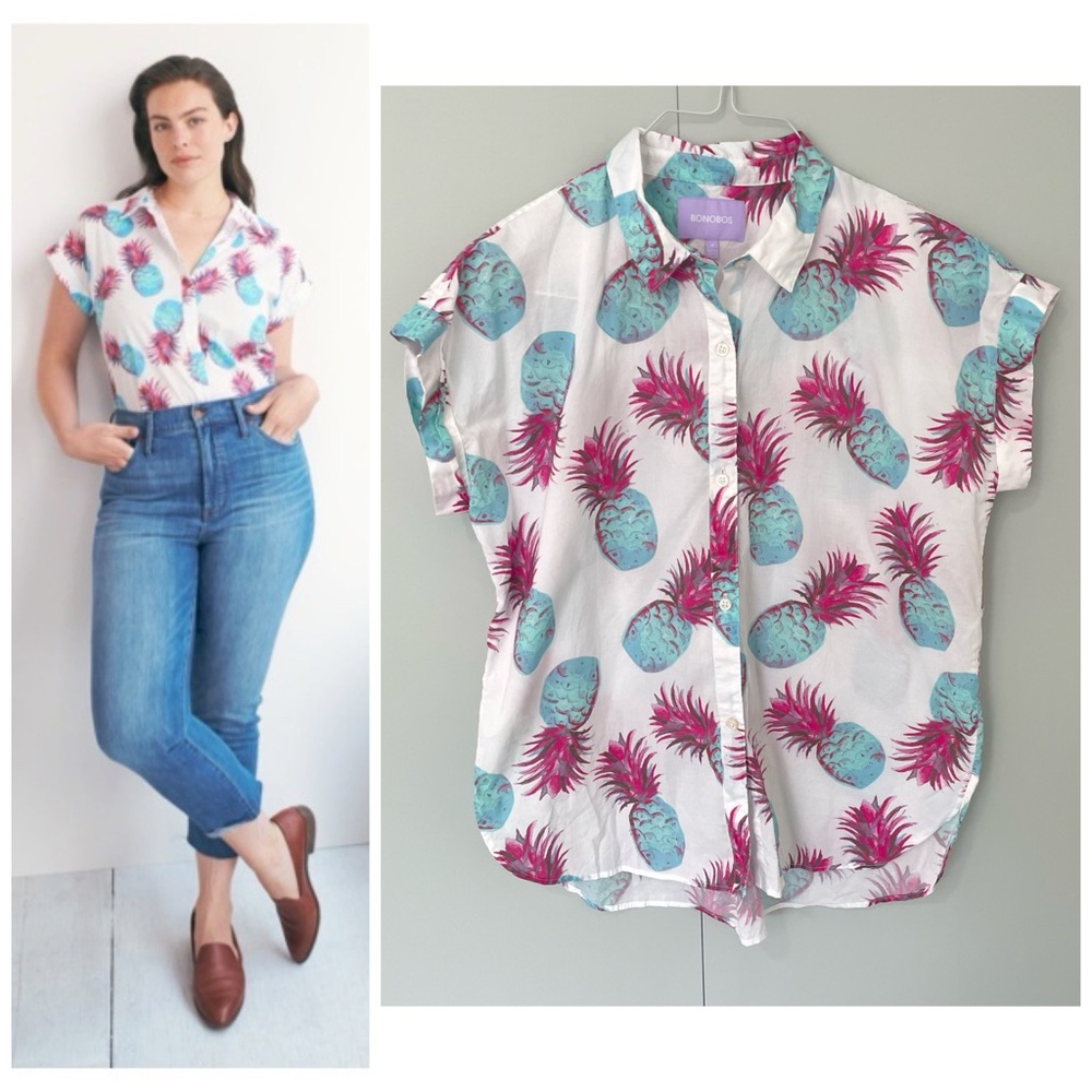 BONOBOS Women’s Riviera Shirt In White Painted Pineapples